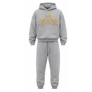 Survêtement à capuche pour homme Mudassar, 450 g/m², 100 % coton, imprimé en relief, fermeture à cordon, logo sur toute la longueur - Product Image 3