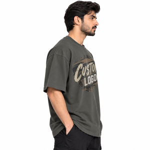T-shirt décontracté pour homme, 100% coton, couleur unie, manches courtes, col rond, coupe classique, impression personnalisée OEM, t-shirts unisexes 100% coton - Product Image 4