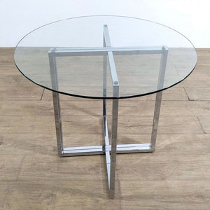 Table basse en métal et verre, acier inoxydable, gris, acier inoxydable, verre trempé - Product Image 2