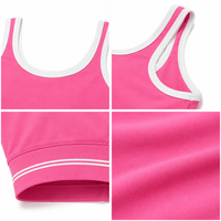 Groothandel OEM ODM Sportbeha voor vrouwen 75% Nylon 25% Spandex 240gsm Roze Medium Support Contrast Binding Zachte Gymbeha
