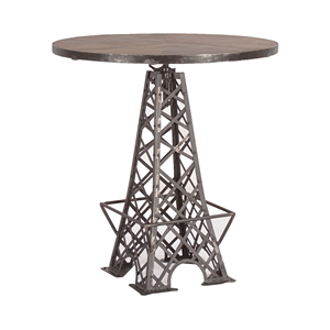 Mesa de Bar Estilo Torre Eiffel, Industrial, de Metal y Madera, con Altura Ajustable y Tablero Redondo de Madera de Mango - Product Image 1
