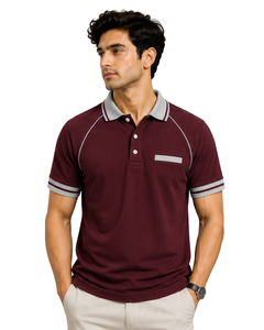 Camiseta Polo Personalizada para Hombre en Beige y Negro, Ropa Deportiva Informal, Transpirable, de Manga Corta, Mezcla de Algodón, para Golf - Product Image 2