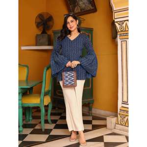 Ensemble coordonné pour femme, bleu Oxford, respirant, manches longues, taille XS - Product Image 4