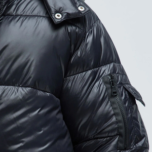Manufacturer Custom Men's Winter Shiny Quilted Puffer Jacket <b>Windbreaker</b> Padded Thick <b>Black</b> Hooded Bubble Padded Jacket - Product Image 2