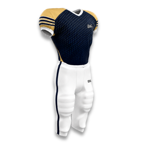 Custom Men's American Football Jersey Set Navy Gold Geometric Print Short Sleeve Fitted Moisture Wicking Apparel - Product Image 3