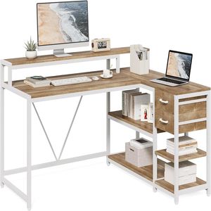 Space-Saving L-Shaped Corner Computer <b>Desk</b> with Storage <b>Study</b> <b>Desk</b> - Product Image 6