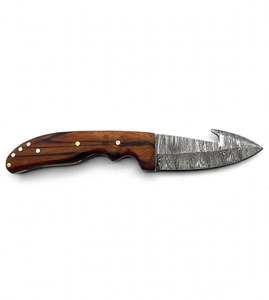 Cortador de Cuerdas de Acero de Damasco Hecho a Mano, Herramienta Utilitaria con Mango Ergonómico de Madera y Decoración Metálica - Product Image 4