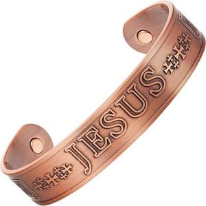 Jesus Cross Cuff Bracelet Antique Copper Plated Religious Unisex Christian Jewelry Gift <b>men</b> and women wear healing wrist - Product Image 1