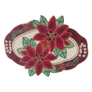 Trendy Modern Embroidered Eco-Friendly <b>Rounded</b> Beaded <b>Placemat</b> for Home Decor - Product Image 2