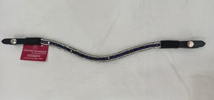 Bandeau de tête de cheval en cuir de qualité élégante avec boutons à pression et cristaux bleus et argentés, fabricant grossiste - Product Image 2