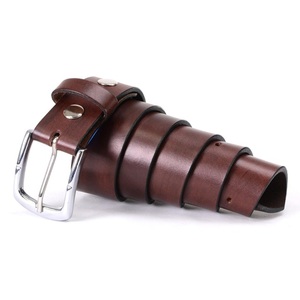 Cinturón Casual de Cuero Genuino Marrón para Hombre, de la Mejor Calidad, al por Mayor, con Hebilla de Latón Niquelado, Unisex - Product Image 4