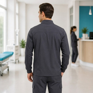 Ensemble d'uniformes médicaux unisexe respirant à col en V en polyester et élasthanne, tricoté rafraîchissant, pour usage hospitalier, détection d'aiguilles, service OEM - Product Image 2