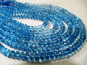 Perles de cristal de topaze bleue suisse de 8 pouces de long, 8 mm, pierres naturelles facettées en forme de rondelle pour la fabrication de bijoux - Product Image 3