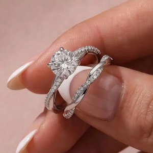 Trendy Design Cut Lab Grown Diamond Engagement <b>Ring</b> Twisted Band D Color VVS Clarity <b>Sterling</b> <b>Silver</b> Gold Plated 4 Prong <b>Set</b> - Product Image 5