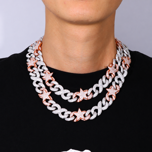 Cadena Cubana Personalizada de 15 mm con Eslabones de Estrella de Diamantes e Infinito, Chapada en Oro, Diseño Clásico, Plata de Ley 925, Hip Hop para Hombre, Moissanita - Product Image 1