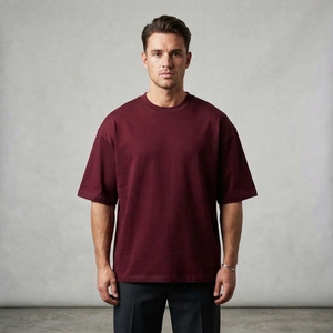 Camiseta Oversize Borgoña para Hombre, Camisetas para Hombre, Proveedor Mayorista, Precio Bajo - Product Image 1