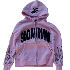 Sudadera con Capucha Personalizada con Cierre, Tejido Grueso Lavado al Ácido, Poliéster/Algodón 500g, Estilo Vintage, Casual de Primavera, Tie-Dye con Bordado - Product Image 1