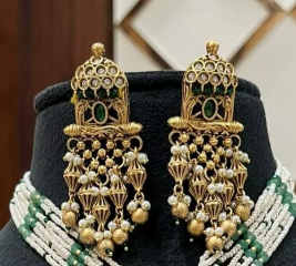 Elegante Juego de Collar y Aretes Chapados en Oro de Primera Calidad para Bodas, Colección de Uso Tradicional para Mujer - Product Image 2