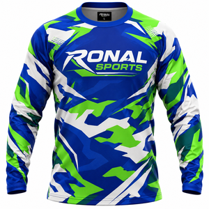 Maillot de cyclisme VTT unisexe pour garçons et adultes, grande taille, manches longues, respirant, séchage rapide, impression par sublimation personnalisée sur le devant - Product Image 1