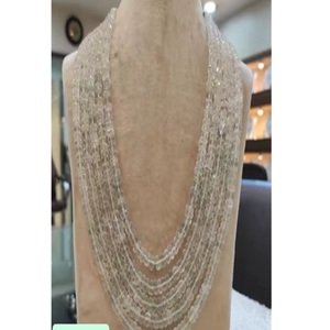 Best Quality Trendy Real Semiprecious Green Amethyst 5 Rows Classic Necklace <b>Set</b> for Women Girls Engagements Wear - Product Image 1