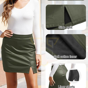 New Arrival Women's <b>Midi</b> Leather <b>Skirts</b> Breathable High Quality <b>Winter</b> Knitted Wear Customized Logo Solid Color Natural - Product Image 6
