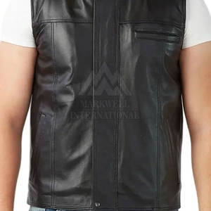 Nouveauté : Gilet en cuir pour homme de haute qualité, dernier design, veste en cuir pour motard. - Product Image 6