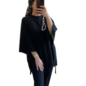 Maillot de bain sport à manches longues 2 pièces, Burkini islamique avec design frontal en cristal, bas à coupe haute, séchage rapide, maillot de bain modeste pour femme avec hijab - Product Image 4