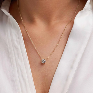 Pendentif solitaire en diamant rond cultivé en laboratoire 3 CTW, élégant, étincelant, classique, collier en diamant, bijoux fins, cadeau pour femmes - Product Image 3