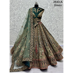 Collections de velours de vêtements de mariée indiens pour la mariée avec le travail de Zarkhan par Fabzone - Product Image 3