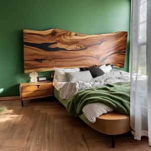Cabecero de Cama de Madera con Resina Epoxi Curada a Calor, Hecho a Mano |   Decoración Artística Personalizada para el Hogar con Temática de Amor y Comida de Lujo Moderno - Product Image 4