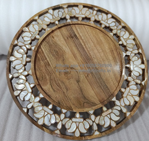 Gran oferta, regalo de Ramadán Eid, recién llegado, bandeja para servir de madre de Pera con mango de Metal, carcasa de fregona, bandeja con incrustaciones de resina, bandeja para servir - Product Image 2