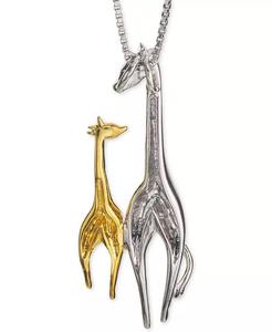 Giraffa di diamanti madre & bambino 18 "ciondolo collana (1/10 ct. T. w.) in argento Sterling e oro 10k | Macacy's - Product Image 3