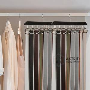 Astrid 36,5 CM 14 crochets en bois avec logo personnalisé, cintre gain de place pour perruques et extensions capillaires pour salon - Product Image 6