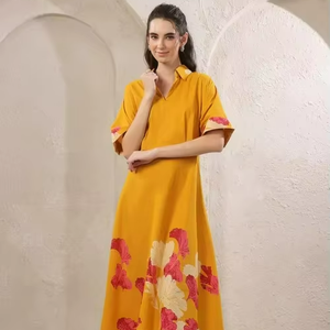 Robes en pur coton OEM/ODM, tissu confortable et écologique, adaptées aux styles décontractés de plage ou de bureau, en provenance d'Inde. - Product Image 5