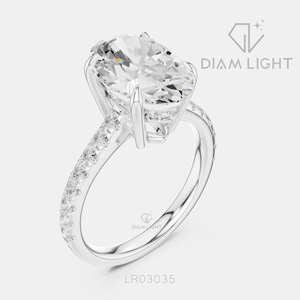 Engagement <b>Ring</b> 14KT White Gold F+ Color VS+ Clarity for Women Luxury <b>Ring</b> IGI Certified 4.00CT Oval Cut Lab Grown Diamond - Product Image 2