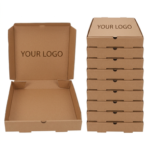 Custom 7-18 Inch Printed Recycled Corrugated Board Mailer Boxes Embossed Design Biodegradable Foldable Pizza Food <b>Container</b> - Product Image 2