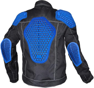 Unisex Black Polyester <b>Racing</b> Motorcycle <b>Jacket</b> with Blue Protective Padding Full Sleeve Flame-Retardant Winter Wear - Product Image 6
