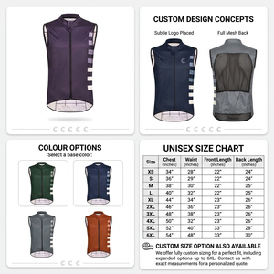 Gilet de cyclisme personnalisé Cosh Sports, léger, coupe-vent, respirant, réfléchissant, sans manches, pour hommes et femmes - Product Image 2