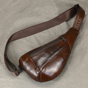 Sac de poitrine en cuir véritable pour homme, bandoulière, fermeture éclair, design décontracté, durable, toutes saisons, usage quotidien - Product Image 3