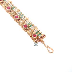 Antique Designer Pearl Beaded Charm Bracelet-Ethnic Religious Cuff Bangle - Product Image 4