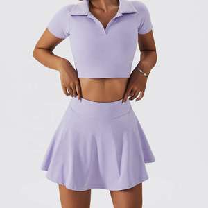 Women Breathable Golf Tennis <b>Skirts</b> Set Workout Sport Spring Tennis Outfit Crop Bra Sport Short - Product Image 3