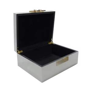 Light Wooden Chest Curved Lid Gold Metal <b>Hardware</b> Modern Toys Organizer 4-Layer Waterproof Dishwasher Safe Elegant Storage Box - Product Image 2