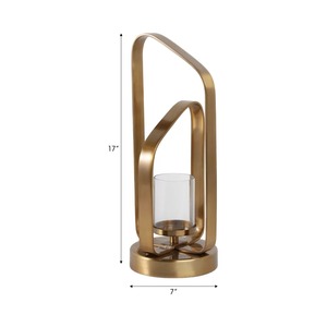 Lanterne à bougie en aluminium moderne, 17 pouces de haut, faite à la main, écologique, durable, décoration d'intérieur - Product Image 1