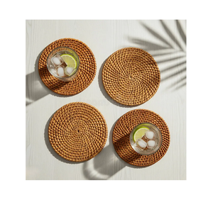 Posavasos/Alfombrillas Circulares de Ratán Natural en Oferta, Decorativas para Mesa, para Bodas, Fiestas y Eventos, Portavasos para Copas de Vino y Jugos - Product Image 4