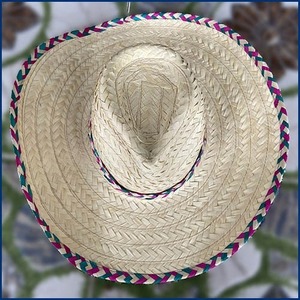 Promotional Handmade Seagrass <b>Straw</b> Sombrero <b>Hats</b> Hand Embroidery Checked Style Beach Unisex Adult Carnival Party Supplies - Product Image 2