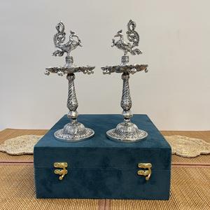 Artesanía en Metal, Pavo Real Plateado, SAMAI / DIYA, Par - Product Image 4