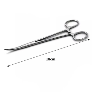 Pince hémostatique vétérinaire incurvée en acier inoxydable de 18 cm, à long manche, instrument chirurgical de serrage pour la chirurgie animale - Product Image 2