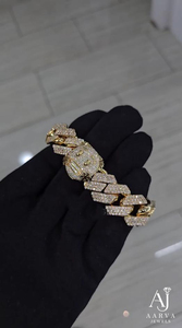Bracelet chaîne cubaine en moissanite plaqué or, serti de pierres rondes taille brillant, style hip-hop, pour hommes et femmes, mariage et fiançailles - Product Image 2