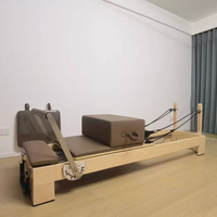 Mesa de Pilates Reformer Profesional Compacta Telescópica 2026 de Madera de Arce Blanca Clásica con Caja de Sentado para Ejercicios en Casa