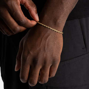 Luxury Gold <b>Rope</b> Chain <b>Bracelet</b> | 18K Gold Plated Twisted <b>Rope</b> Link <b>Bracelet</b> for Men & Women - Product Image 2